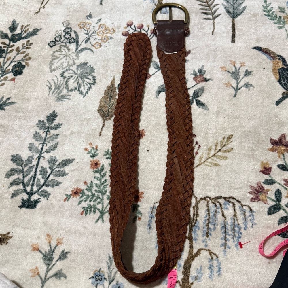 Abercrombie & Fitch Brown Braided Leather Belt with Brass Ring - Picture 2 of 5